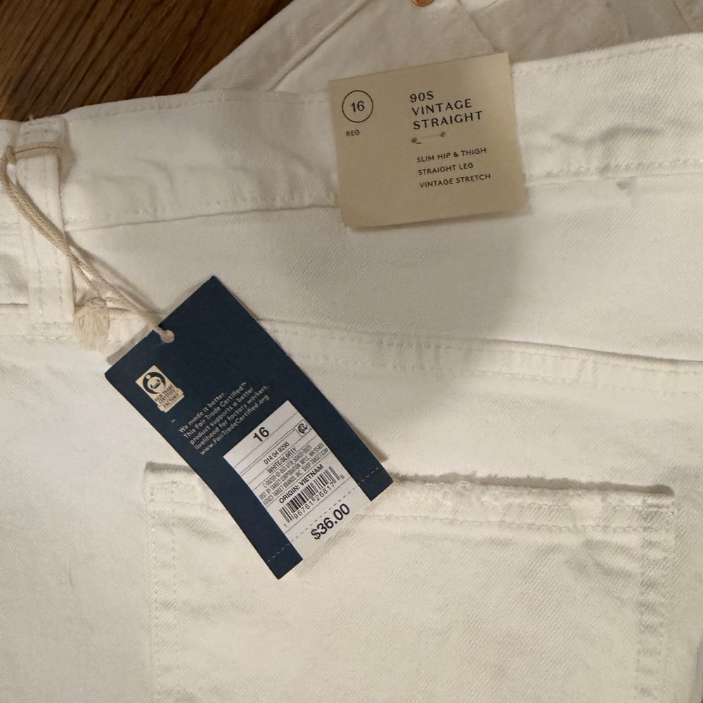 90’s vintage Straight Women's White Jeans. Regular length. - Picture 3 of 5